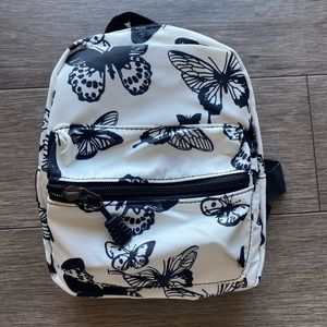 Butterfly Backpack White and Black Preppy Classic Backpack Waterproof